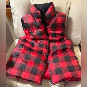 Reversible Red and Black Buffalo Plaid Puffer Vest
